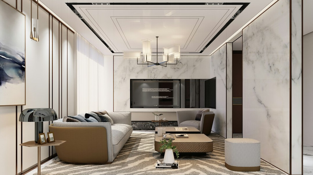 luxury living room with marble